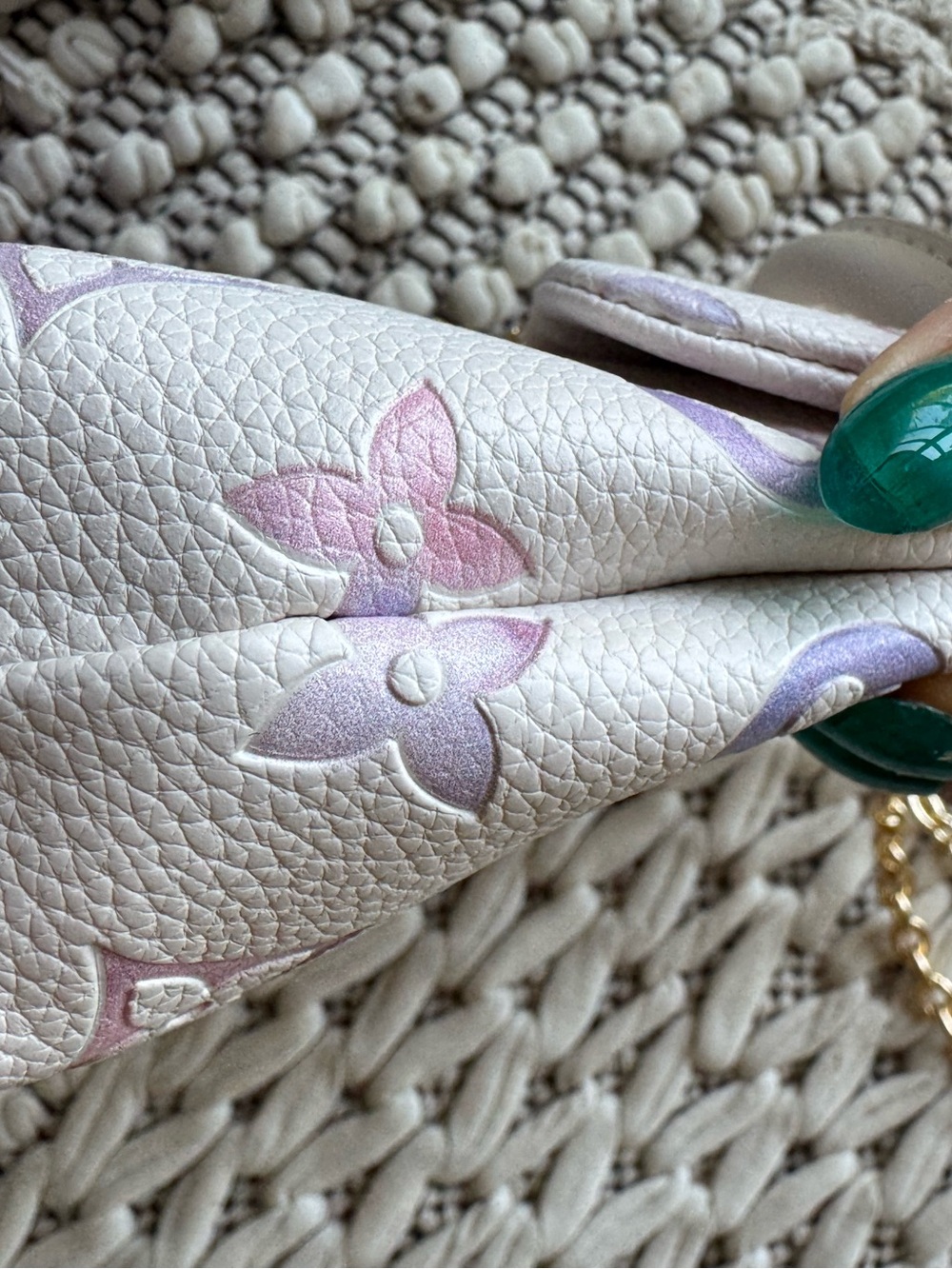 Louis Vuitton Inspired White Mini Top Handle Bag with Pastel Monogram - Picture 7 of 15